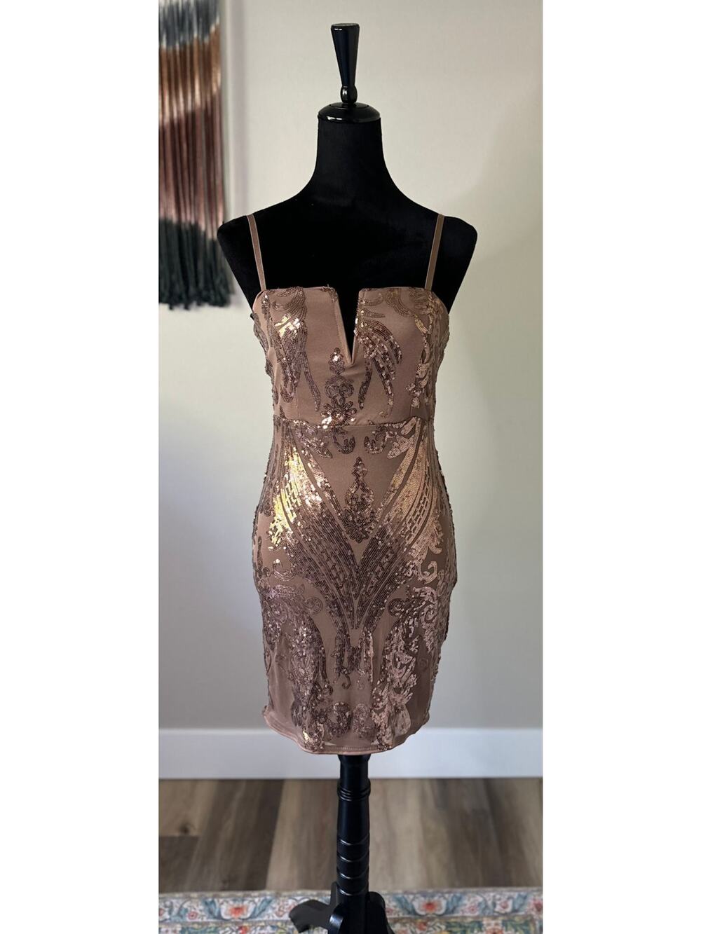 IRIS Gold Sequin Bodycon Party Dress Size S